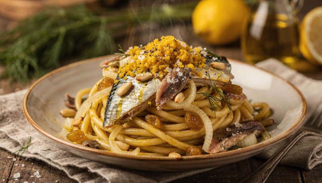 Pasta con le sarde alla siciliana: la ricetta originale con finocchietto selvatico e pinoli