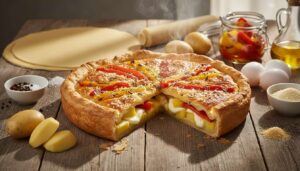 Torta rustica con patate e peperoni grigliati