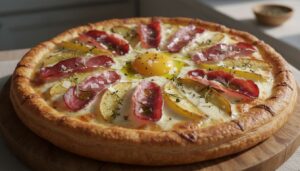 Torta salata con speck e patate arrosto