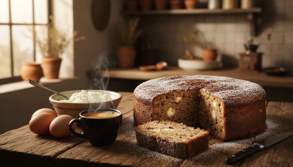 Torta ricotta e caffè senza farina senza burro e senza lievito deliziosa