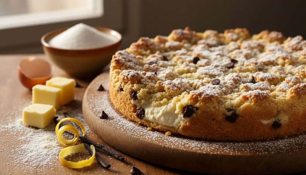 Sbriciolata con ricotta e gocce di cioccolato: si prepara in ciotola e non servono stampi